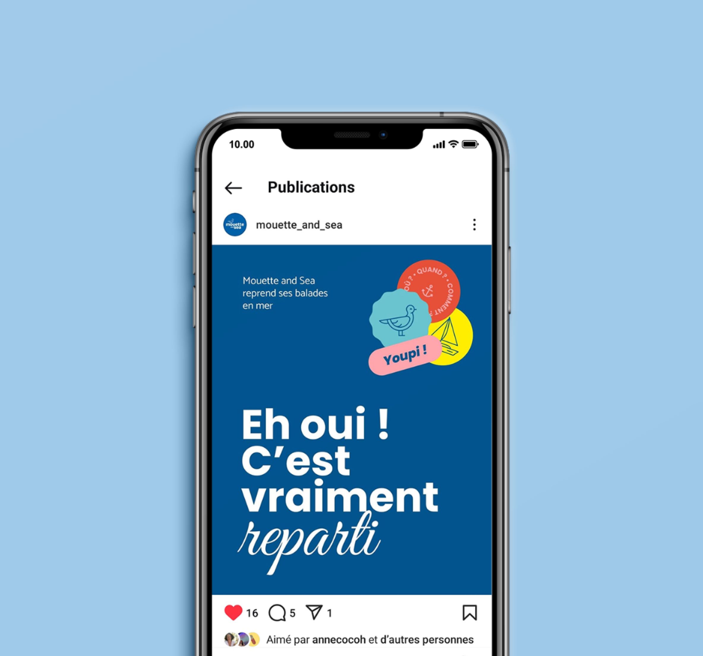 Publication Instagram pour Mouette and Sea
