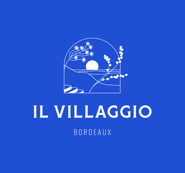 Logo Il Villaggio, gif animé bleu, lavande, citron et pistache